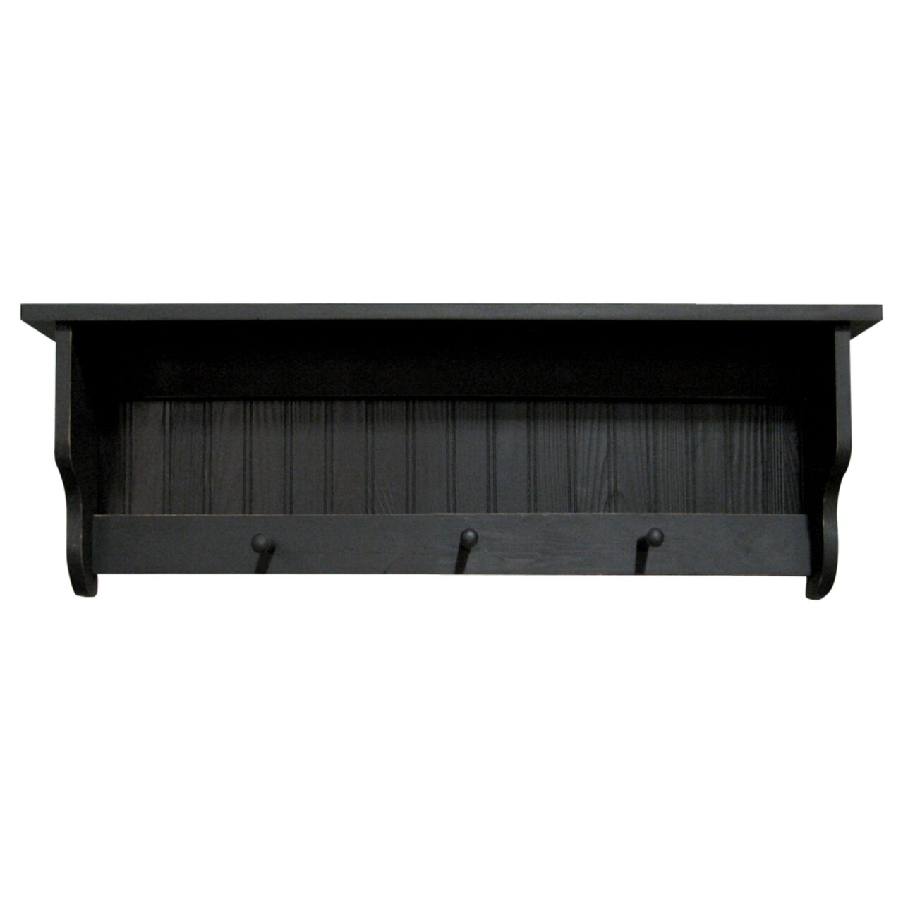 Contemporary Home Living 36" Distressed Black Rectangular Shelf with Pegs
